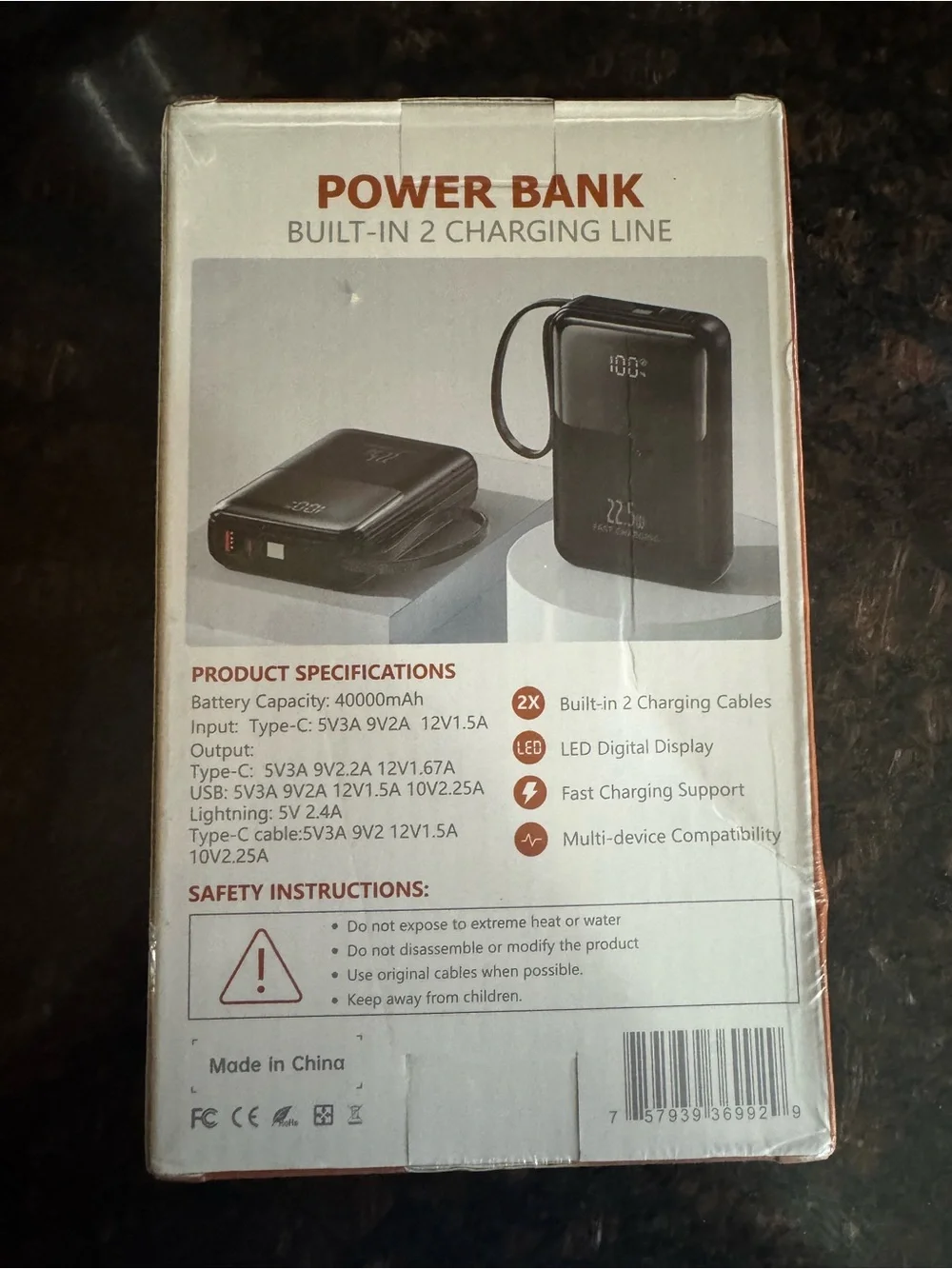 Black 40000mAh Fast Charging Power Bank